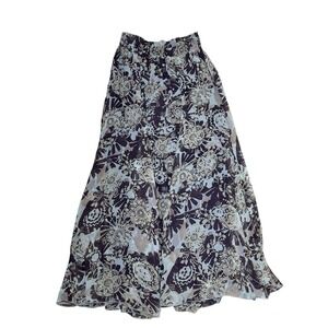 CAbi 932 Maxi Skirt Small Brown‎ Beige Silk Lined Twirly Boho Elastic Waist